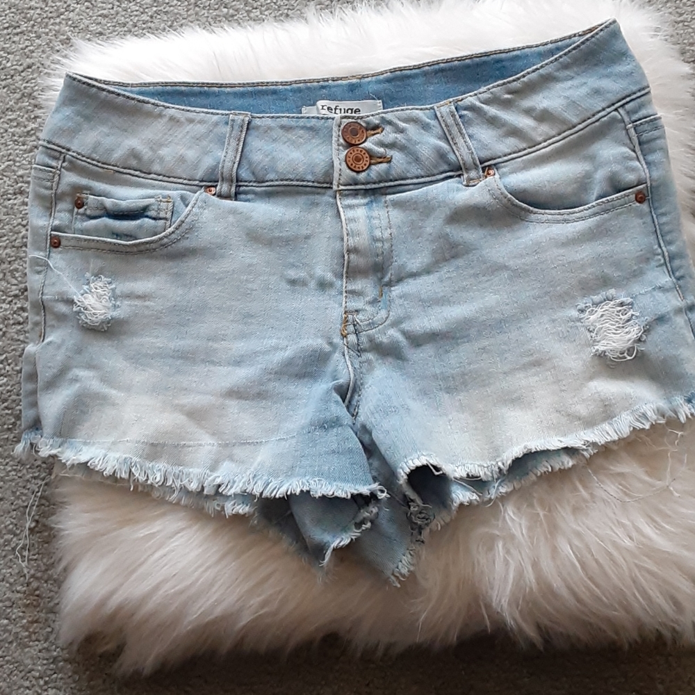 Refuge Raw Hem Denim Shorts